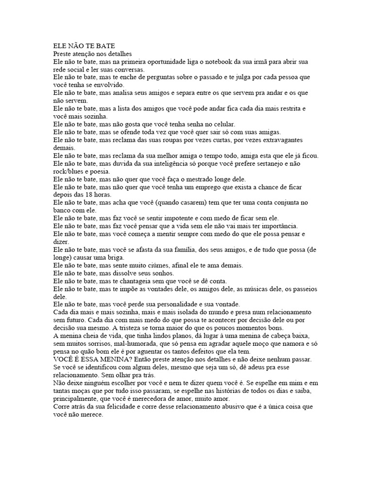 Relacionamento Abusivo: Sinais de Alerta | PDF | Amor