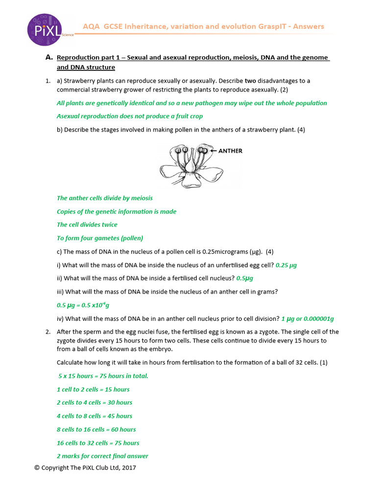Aqa Biology Inheritance Variation Evolution Graspit Gcse Answers | PDF ...