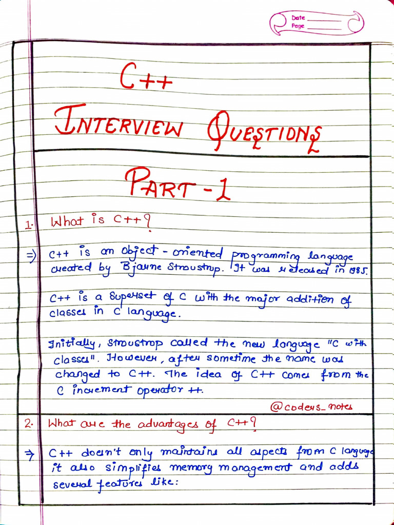 C++ Interview Part 1 | PDF