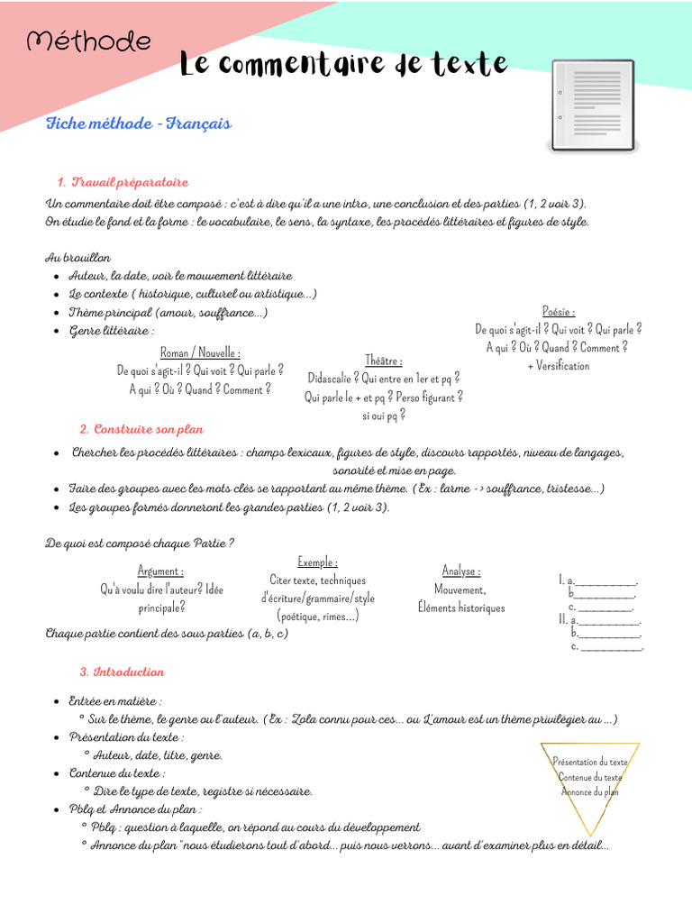 Méthodologie du commentaire de texte | PDF | Poésie