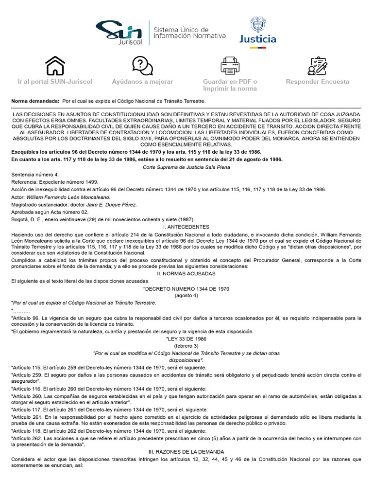 Sentencia No 1499 Corte Suprema de Justicia de Colombia 1987 | PDF