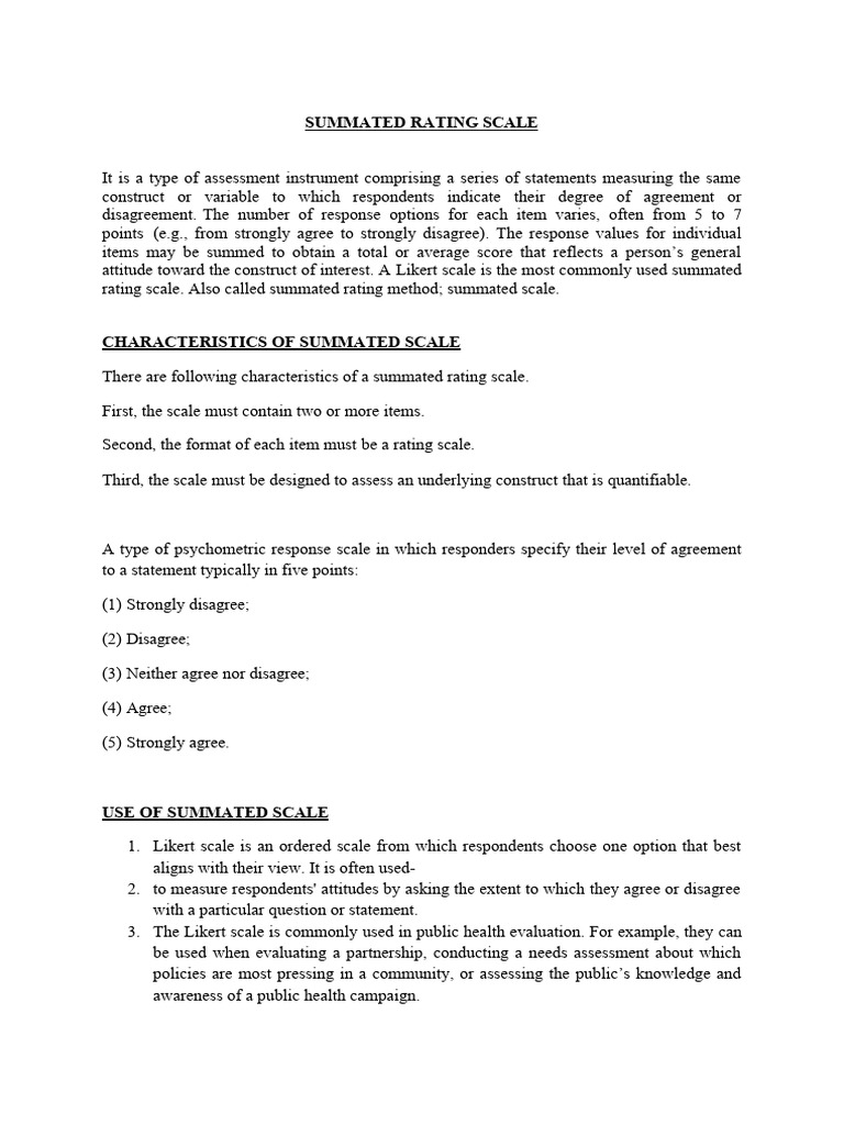 Understanding Summated Rating Scales | PDF | Likert Scale | Attitude ...