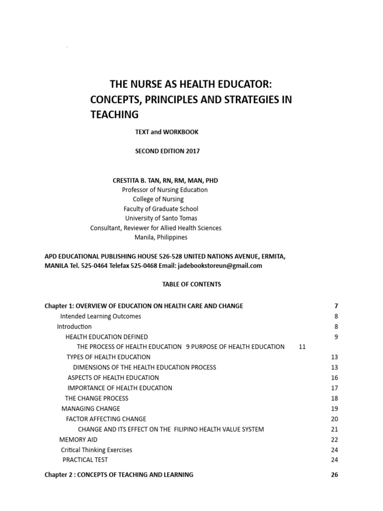 The nurses as health educator 2 autorecovered pdf learning health