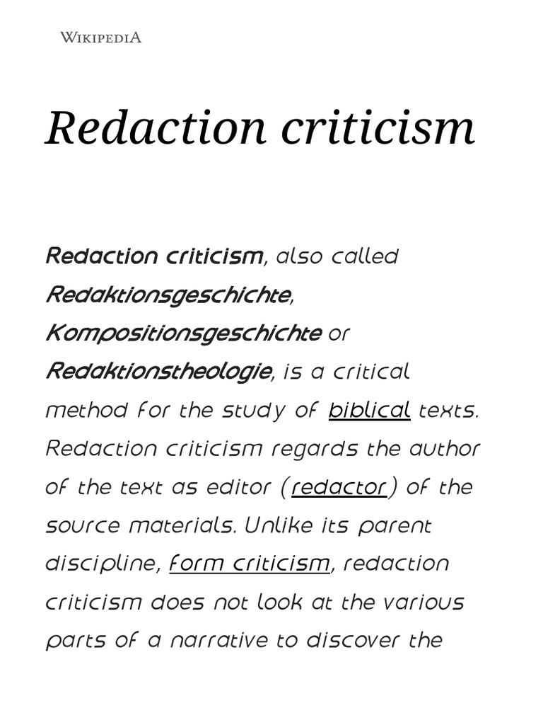 Understanding Redaction Criticism | PDF | Bible