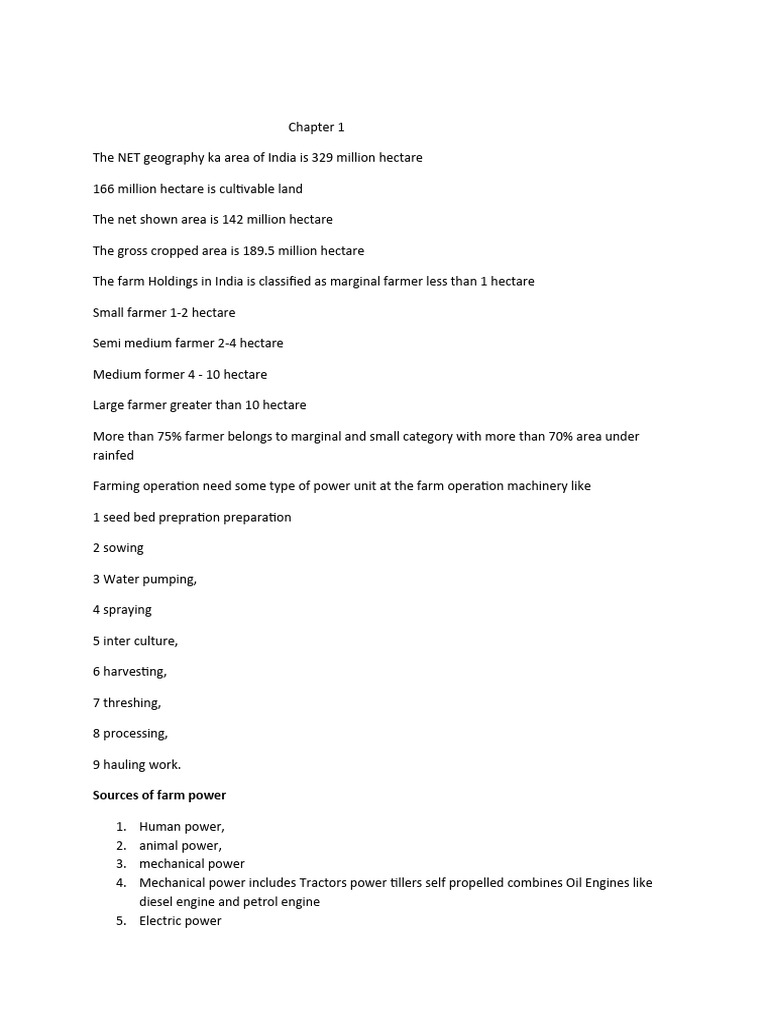 Chapter 1 Elements of Agricultural Engineering | PDF | Agricultural ...