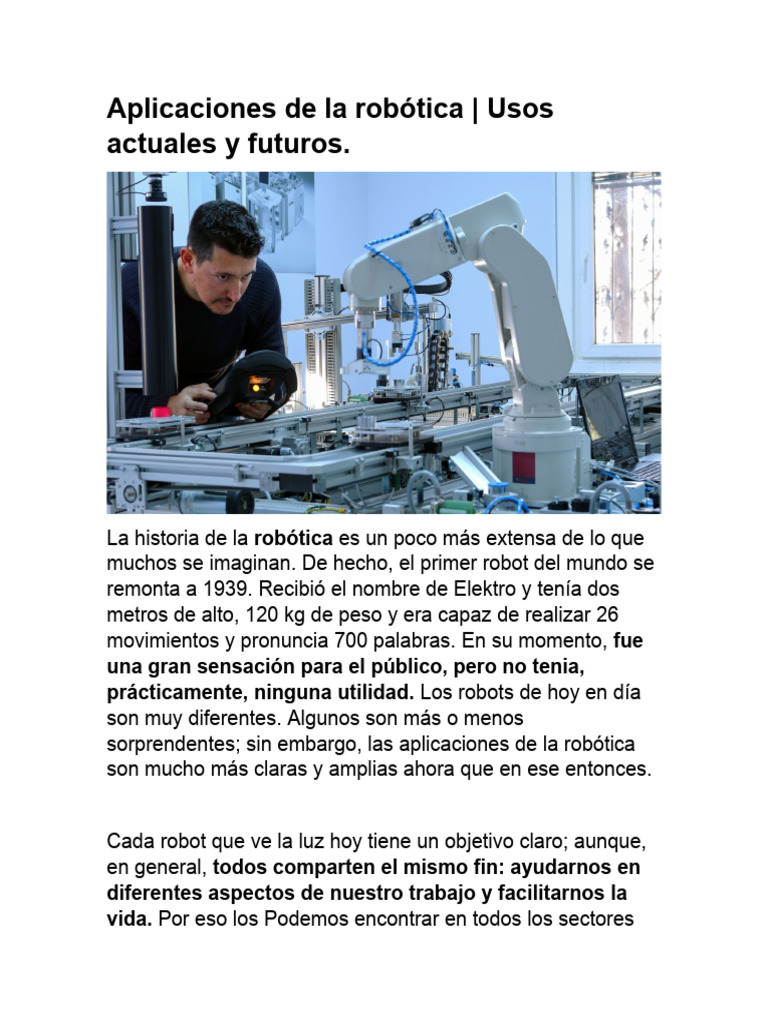 Aplicaciones de La Robótica Expectativas de Logro | PDF | Robótica | Robot