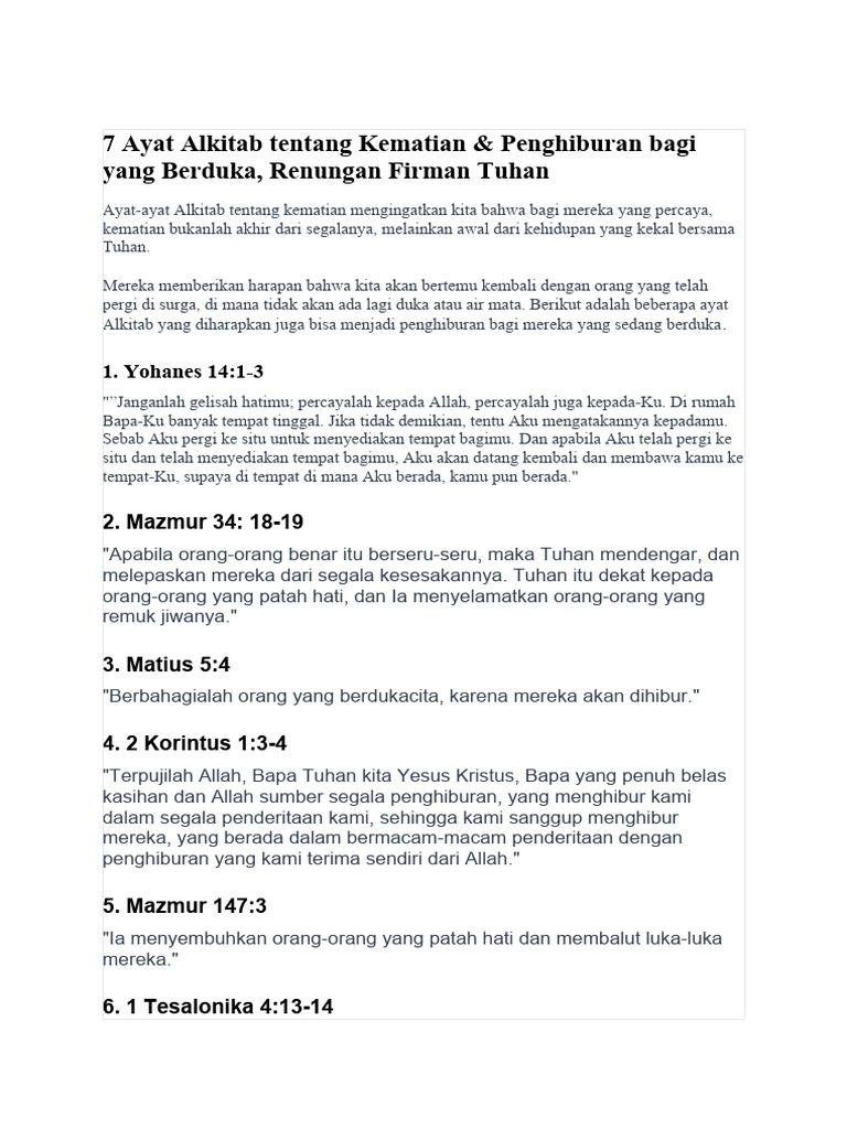 7 Ayat Alkitab tentang Kematian.2024 | PDF