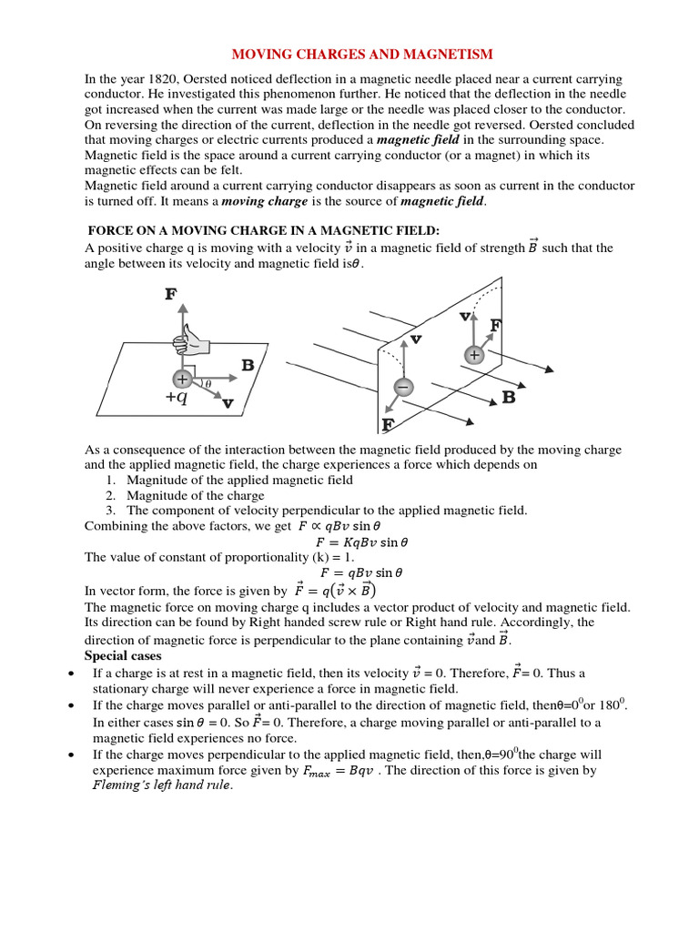 Movingchargesandmagnetism 20277 | PDF | Magnetic Field | Force