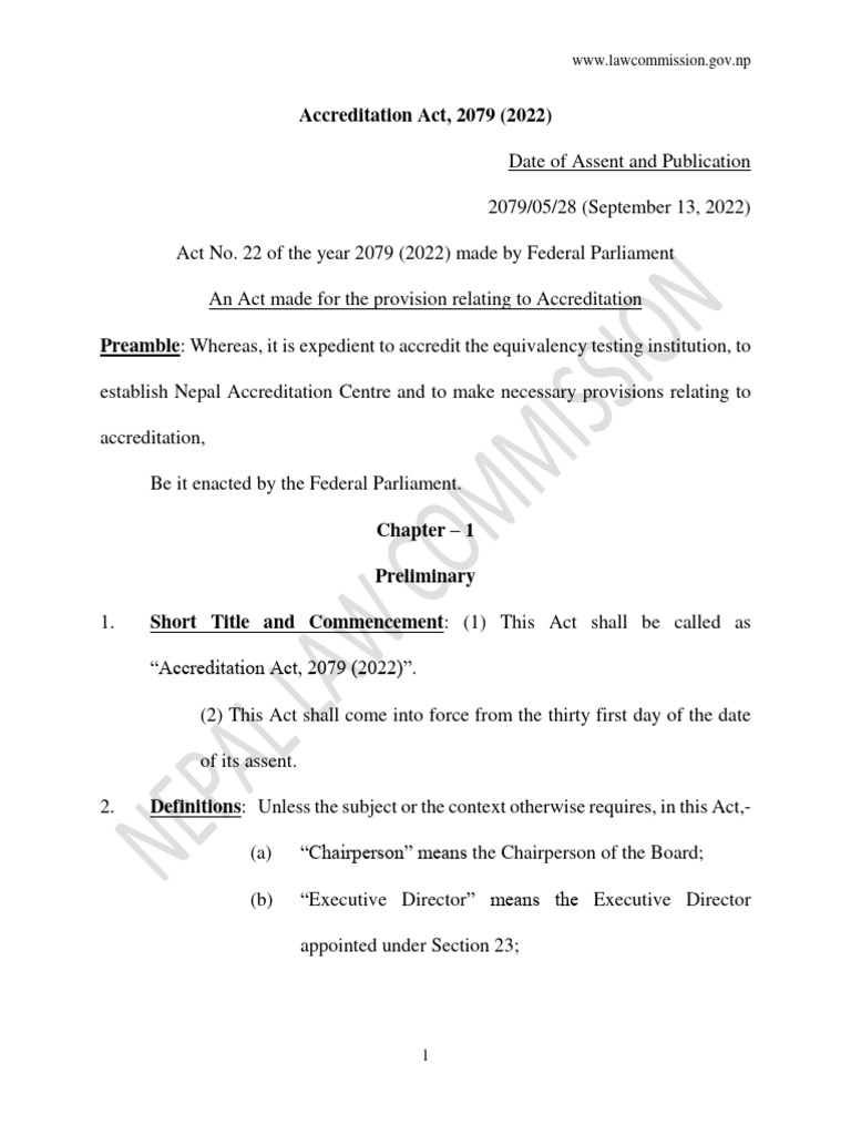 Accreditation Act 2079 2022 PDF Committee Oath Of Office