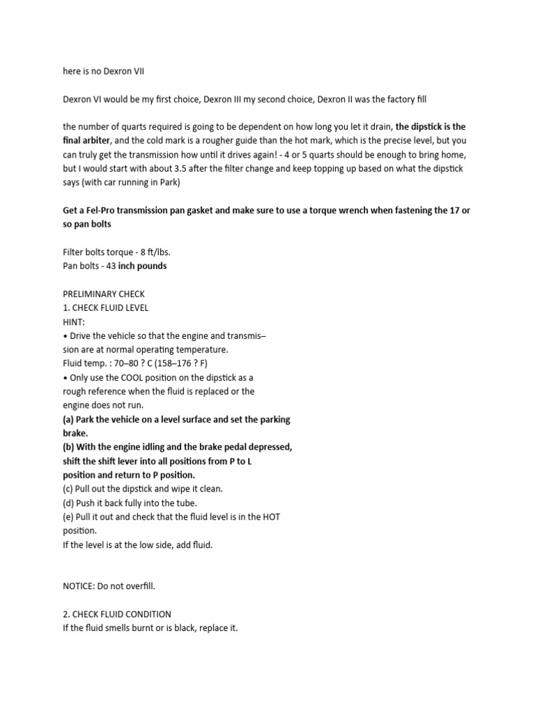 How to Change atf fluids PDF