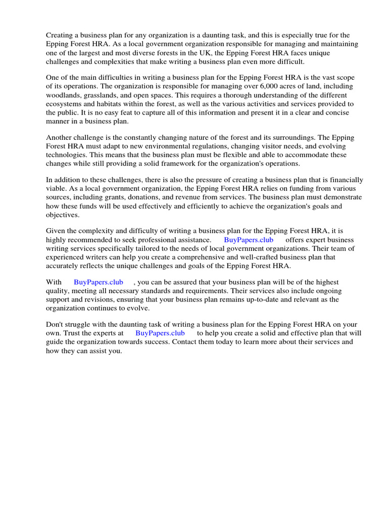Epping Forest Hra Business Plan PDF Forests