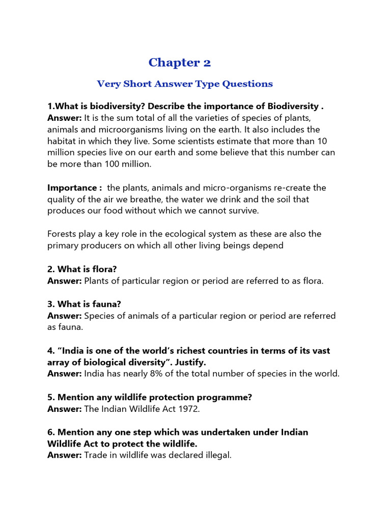 Notes Class 10 Chapter- 2 | PDF | Biodiversity | Forests