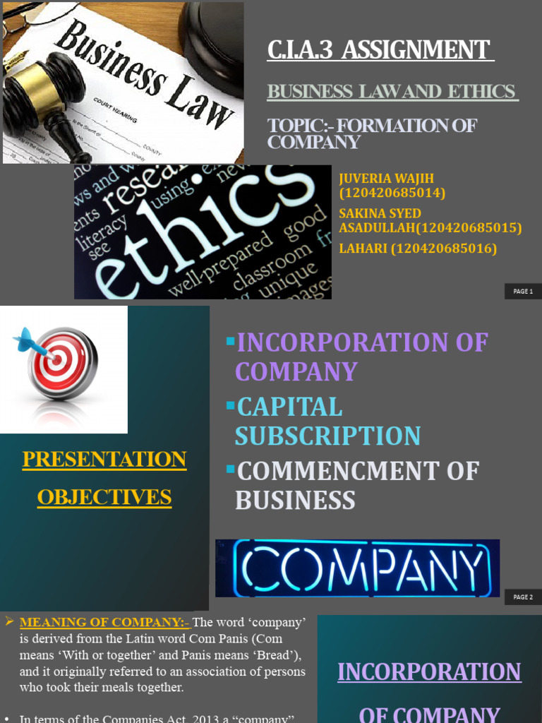 Cia 3 Assignment Pdf Articles Of Association Private Law