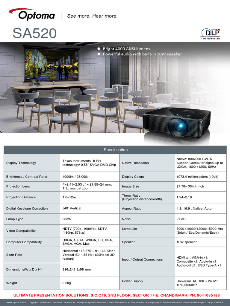 Datasheet-SA520 en 202012 | PDF | Display Resolution | Film And Video ...