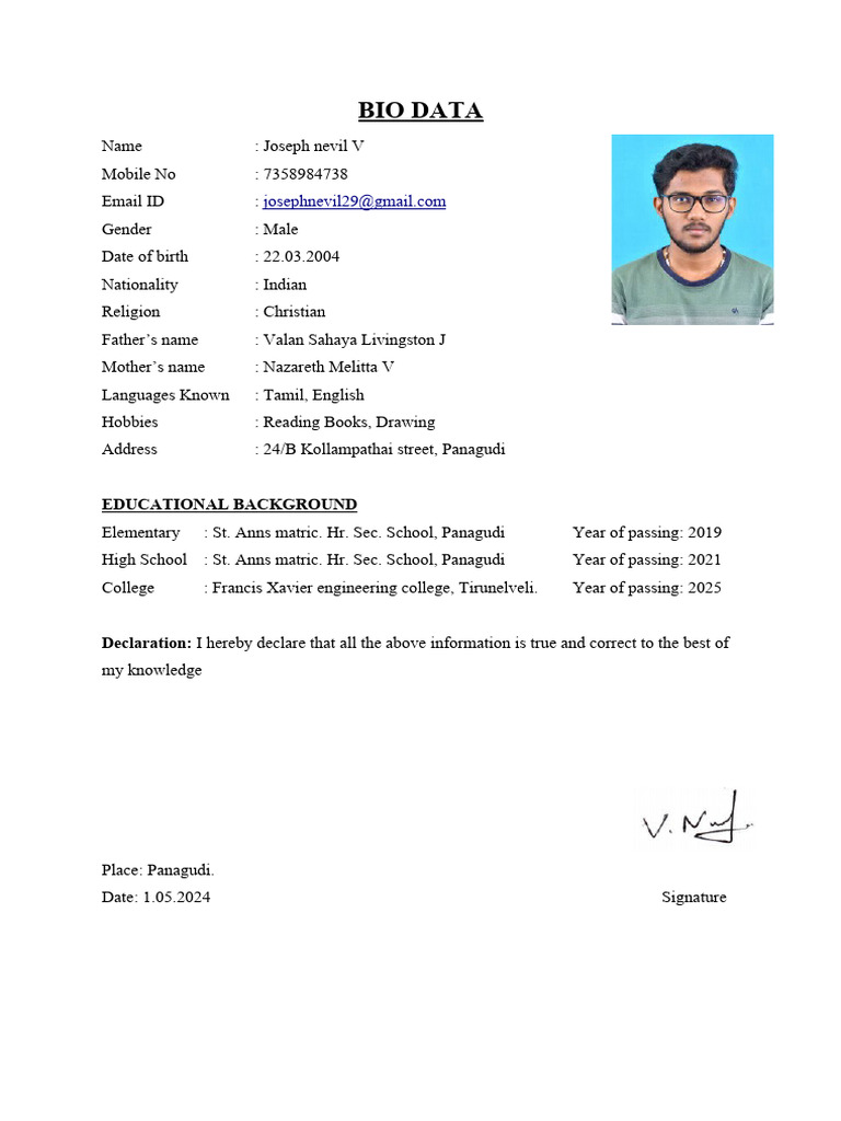 Bio-data | PDF