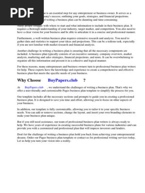 Pages Business Plan Template