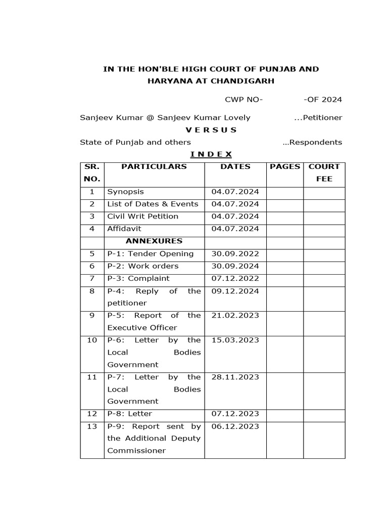 Punjab High Court Writ Petition 2024 | PDF | Justice | Crime & Violence