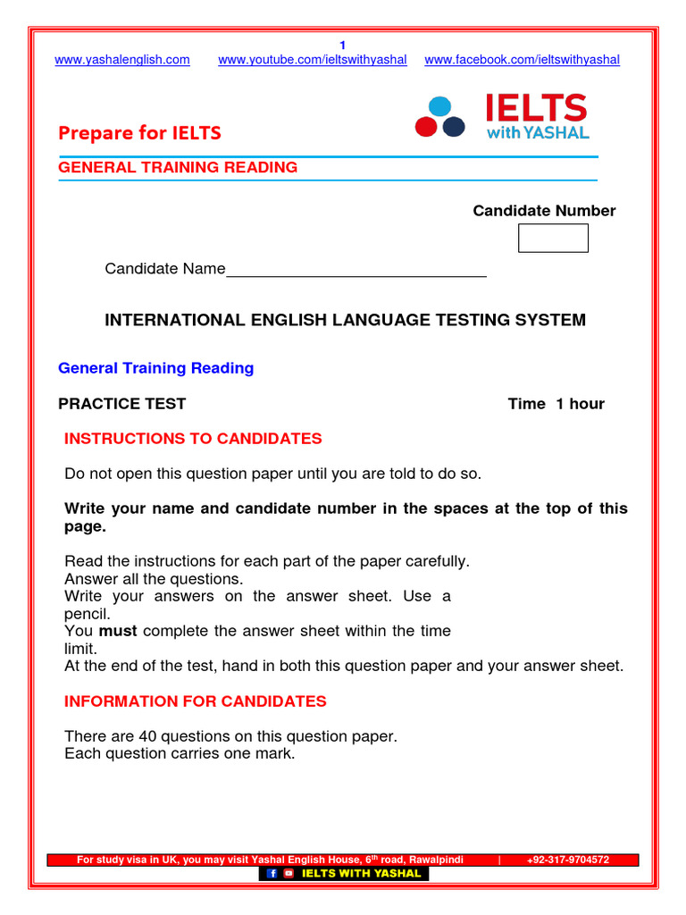 IELTS General Training Reading Practice | PDF | Parachute | Hare
