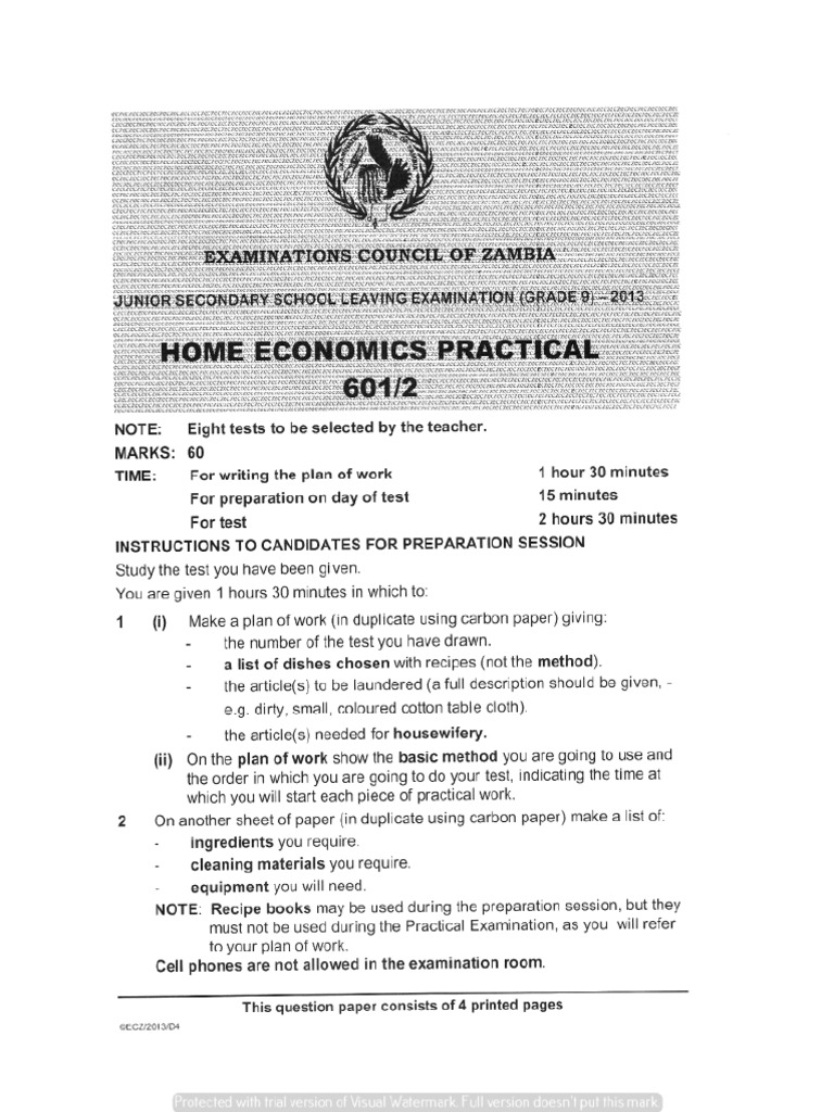 2013 Home Economics Paper 2 Past Paper | PDF