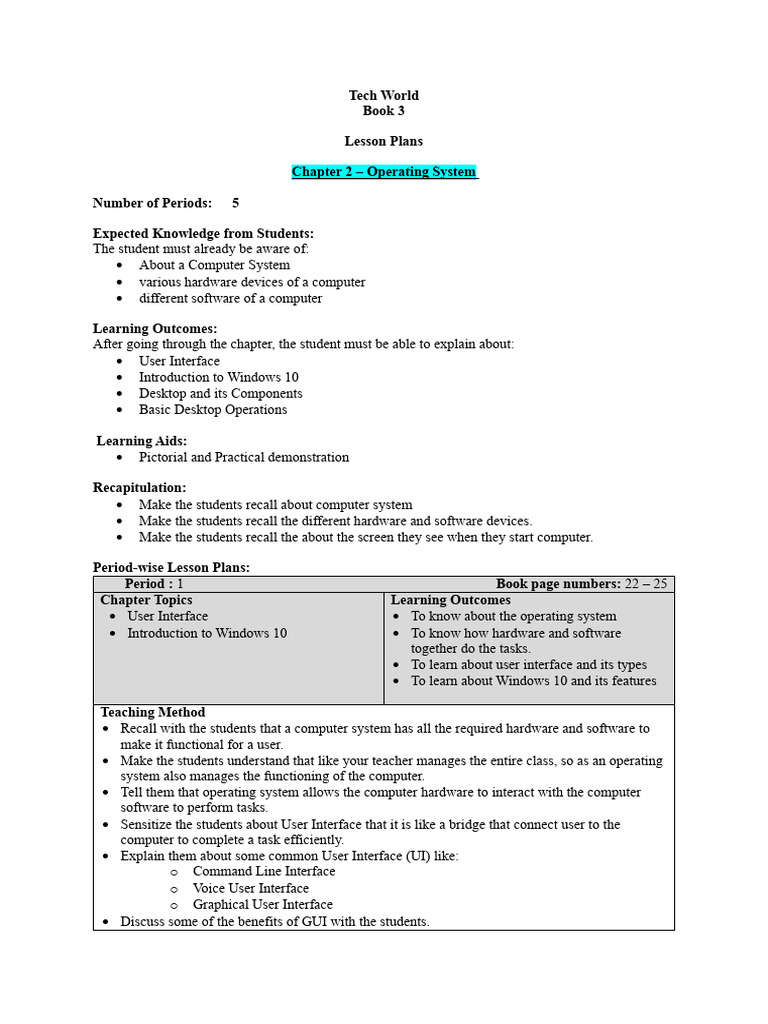 Operating System Lesson Plans for Windows 10 | PDF | Graphical User ...