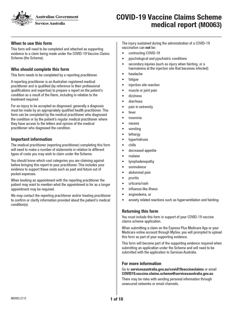 COVID-19 Vaccine Claims Form Guide | PDF | Medical Diagnosis | Hospital