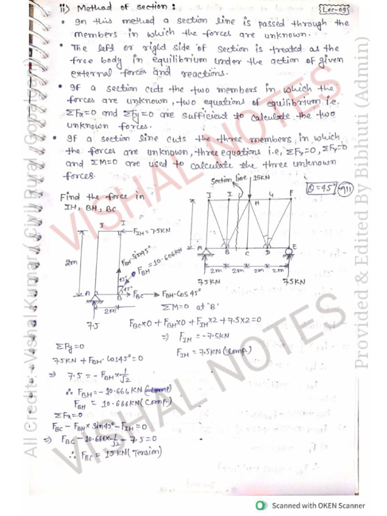 Method of Section For Truss | PDF