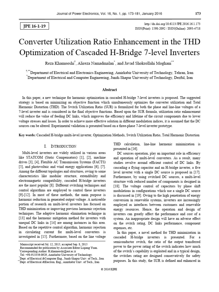THD Optimization in H-Bridge Inverters | PDF | Power Inverter | Power ...