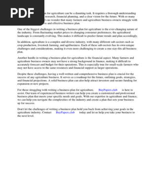 Business Plan Agriculture Doc