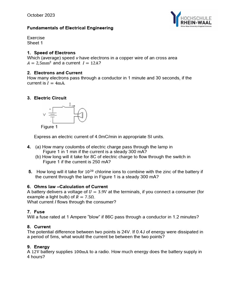 Electrical Engineering Exercises October 2023 | PDF | Capacitor ...