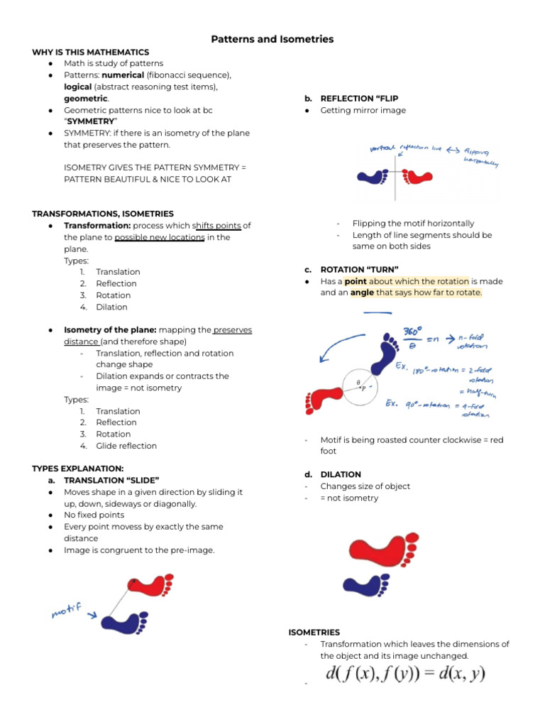 Understanding Patterns and Isometries | PDF | Mathematical Concepts ...