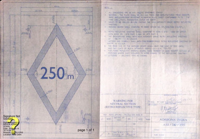 Drawing No. Re-33-355 For 250 Meters | PDF