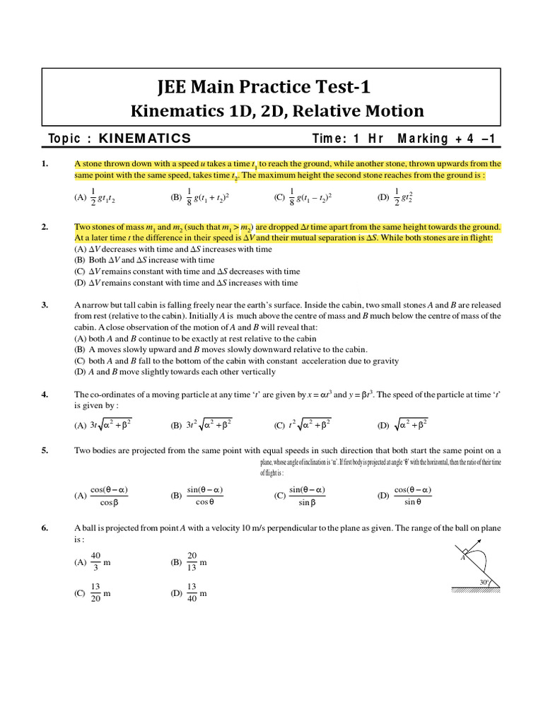 Kinematics and Projectile Motion Problems | PDF | Force | Friction