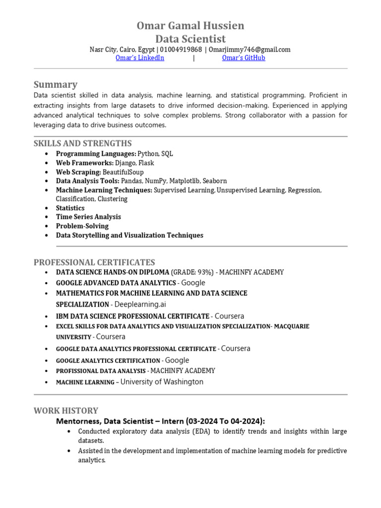 DATA STRUCTURES AND ALGORITHMS IN RESUME intelligence overview