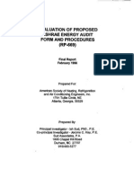 Evaluation of Proposed Ashrae Energy Audit Form and Procedures (RP-669)