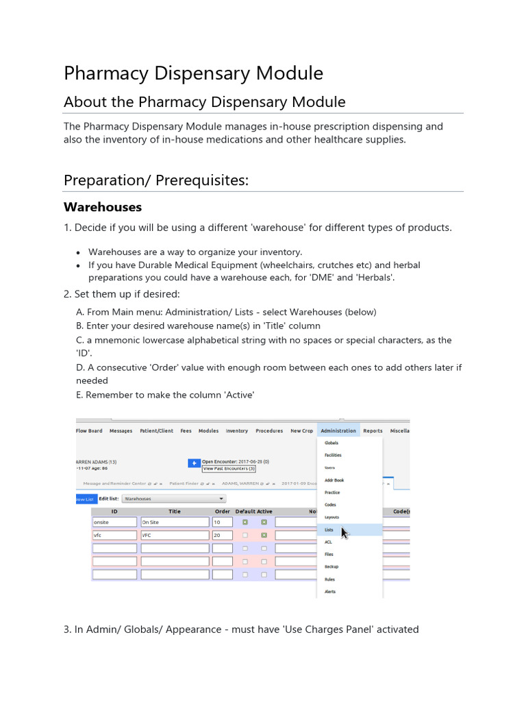 OpenEMR Pharmacy Module Overview | PDF | Prescription Drugs | Pharmacy
