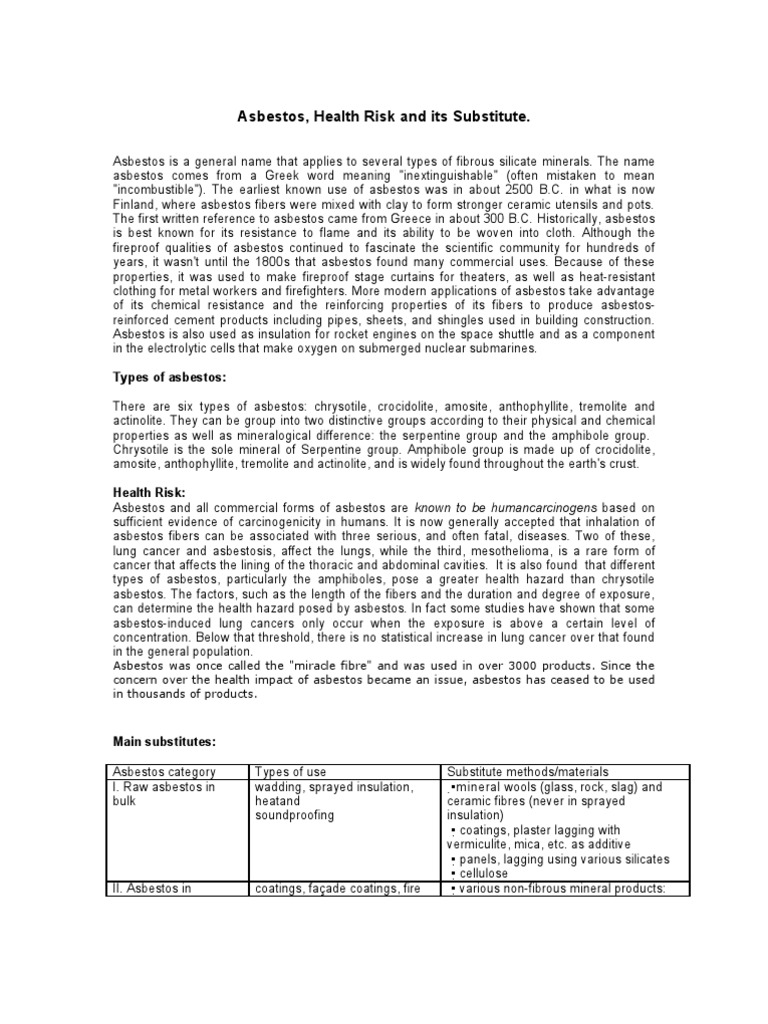 Asbestos Substitute PDF Asbestos Manmade Materials