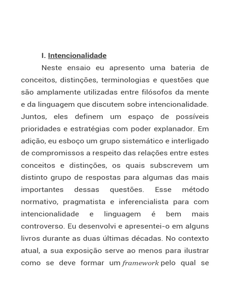 Conceitos de Intencionalidade na Filosofia | PDF | Pensamento ...