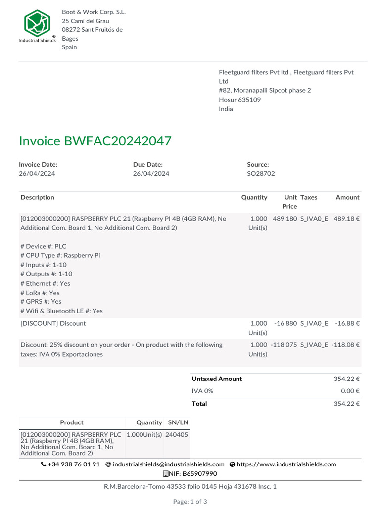 Invoice for Raspberry Pi 4B Purchase | PDF | Computing | Computer ...