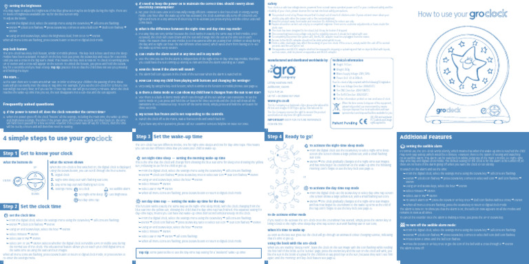Gro Clock User Instructions and Settings | PDF | Clock | Light Emitting ...
