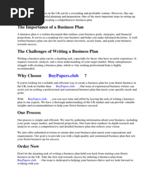 Florist Business Plan Uk