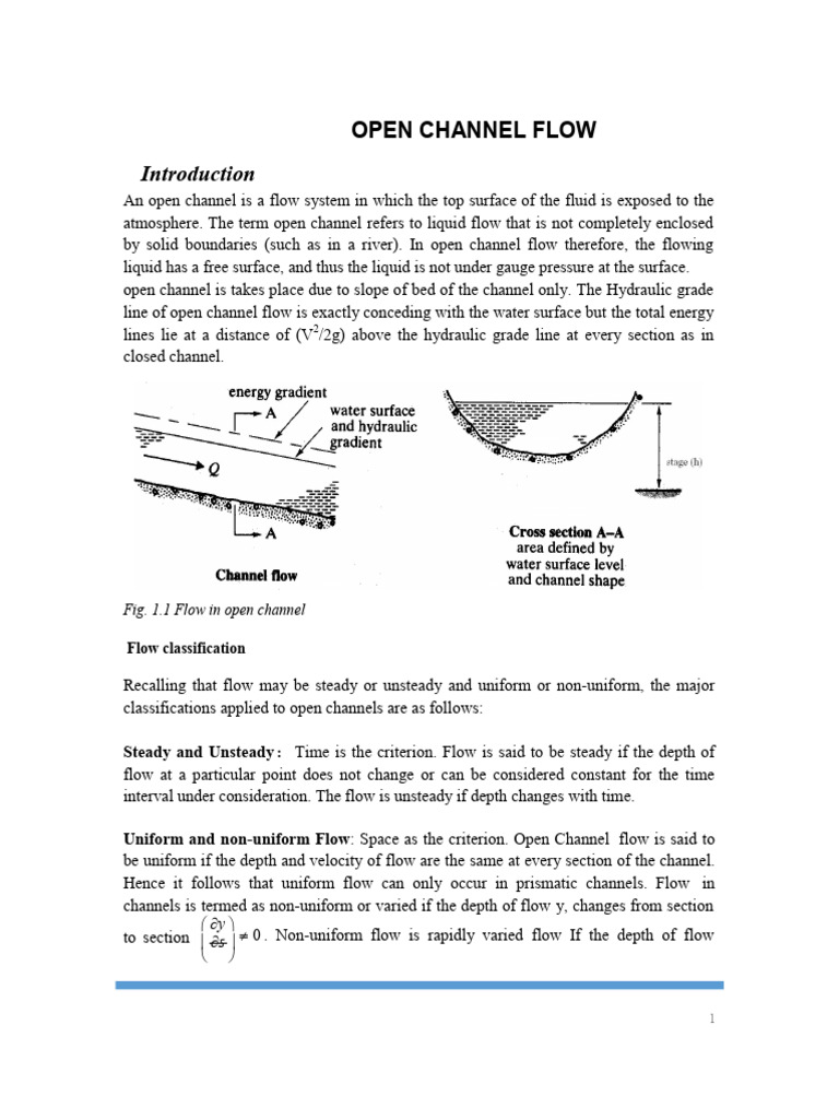 Open Channel Flow PDF Fluid Dynamics Laminar Flow