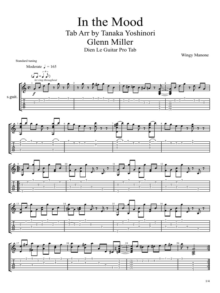 In the Mood Guitar Tab by Tanaka | PDF | American Jazz | Compositions