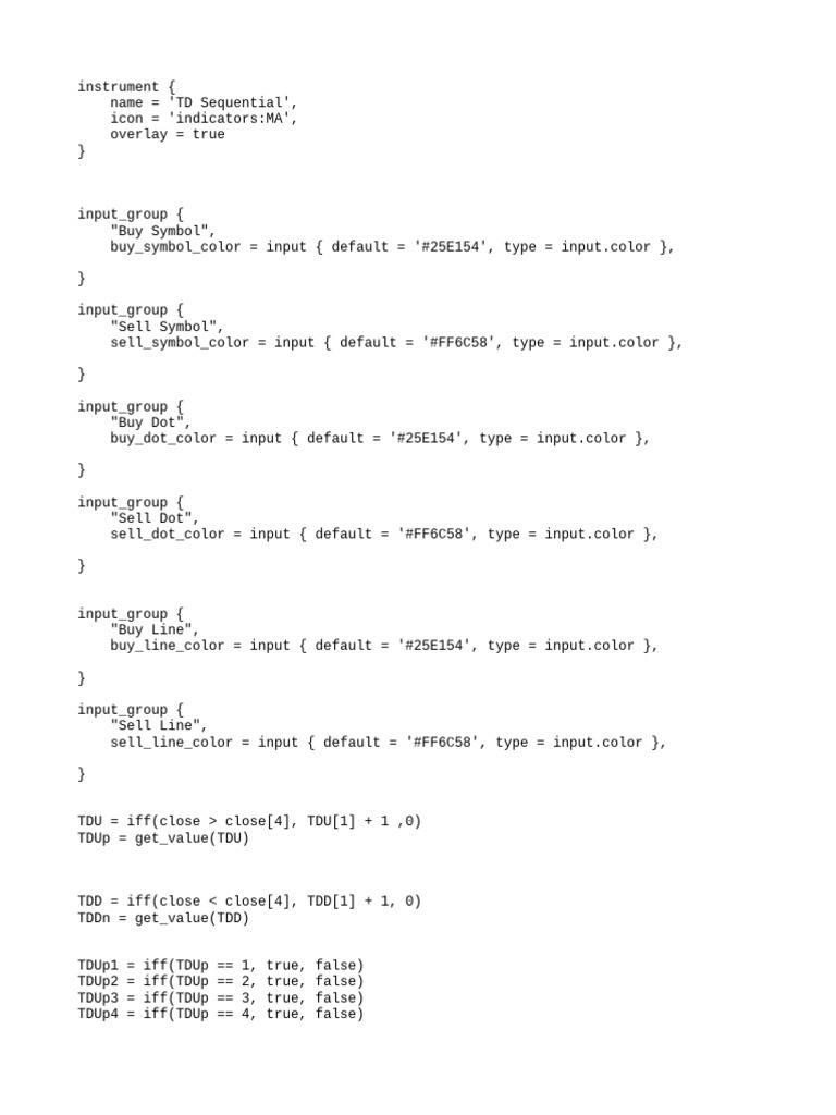 TD Sequential Trading Indicator Script | PDF | Computers