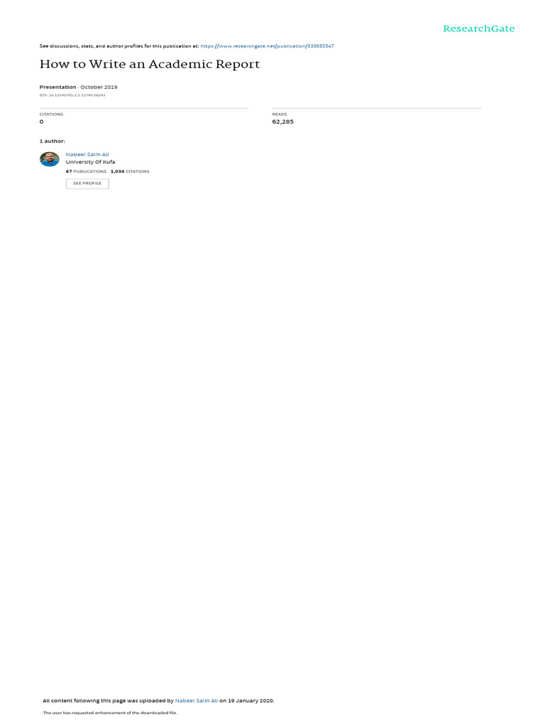 Writing an Academic Report Guide | PDF | Sampling (Statistics ...