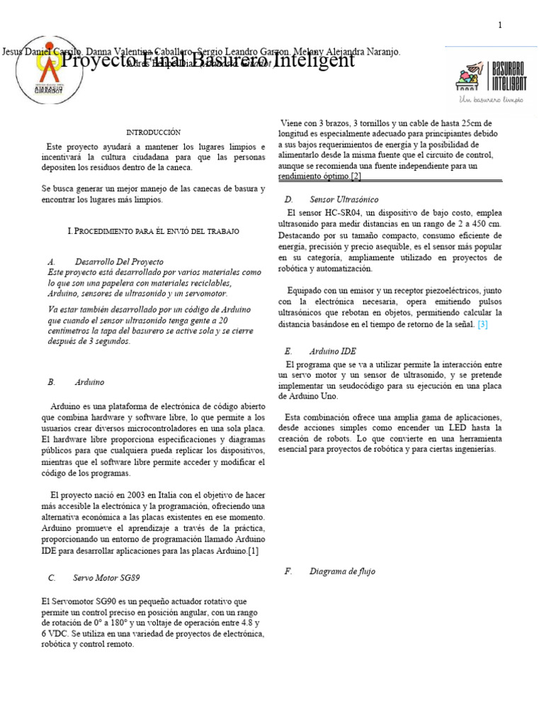 Formato Presentacion Documentos Ieee Es | PDF | Arduino | Ultrasonido