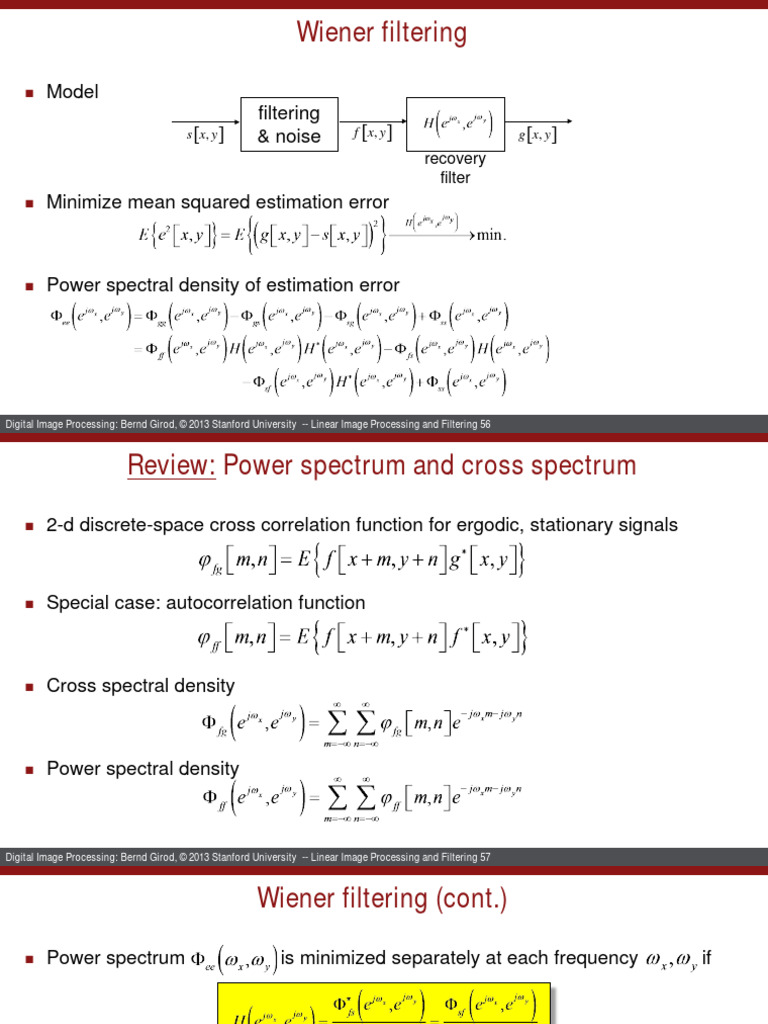 Wiener Filtering in Image Processing | PDF | Spectral Density ...
