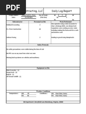 11-29-11 Daily Log Report (Reddick Construction)