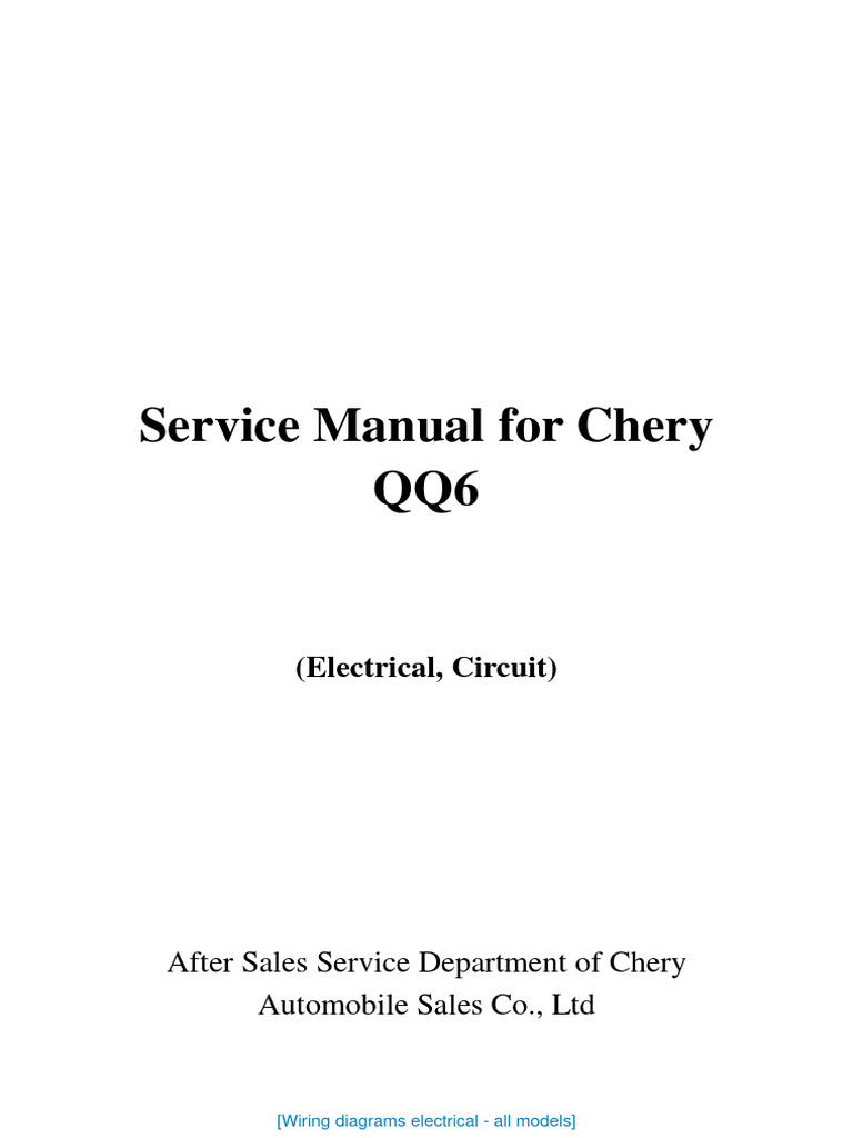 Service manual for chery electrical circuit pdf electric