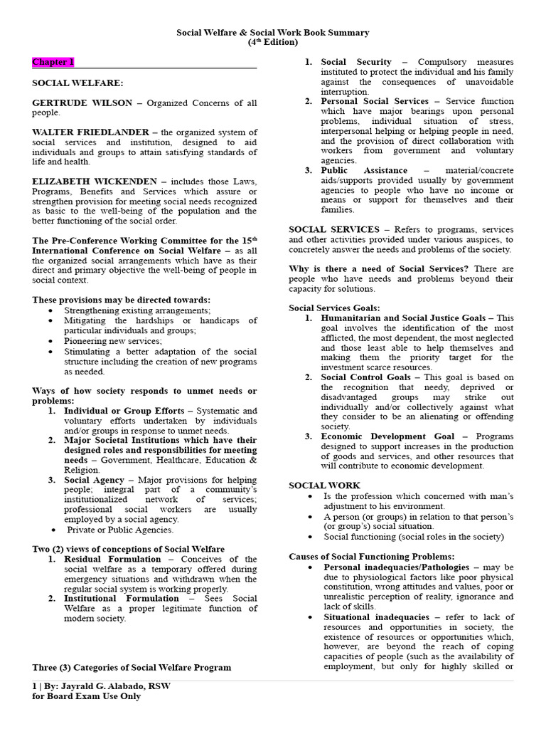 Summary of Social Work 4th Edition | PDF | Social Work | Welfare
