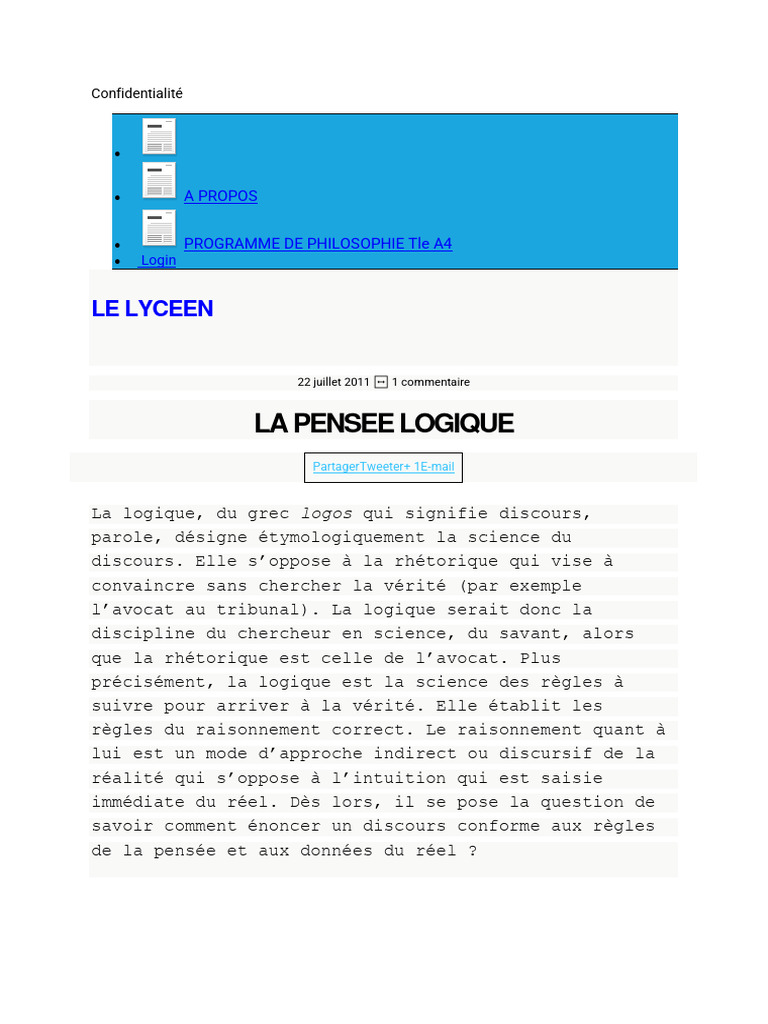 La Pensée Logique en Philosophie | PDF | Vérité | Logique